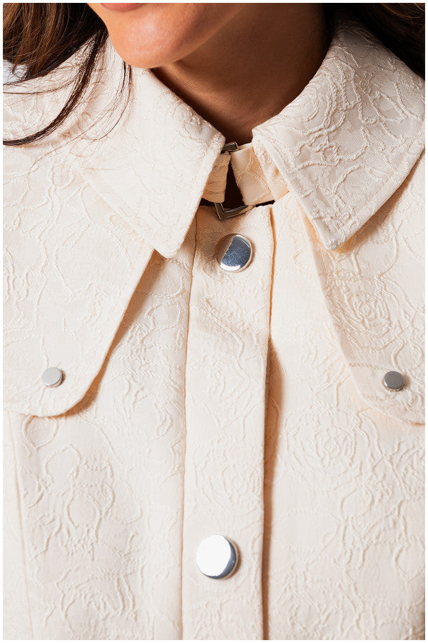 Rea Jacquard Trench Coat in Beige