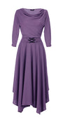 Purple dress with a belt on a white background Luna Fashion House