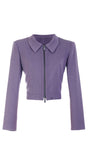 Purple jacket with a collar and zipper on a white background Luna Fashion House