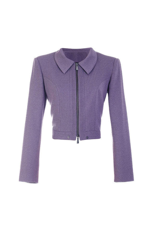 Purple jacket with a collar and zipper on a white background Luna Fashion House