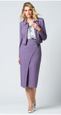 Woman wearing a purple suit with a white background Luna Fashion House