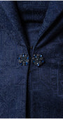 Navy blue patterned fabric with decorative buttons Luna Fashion House