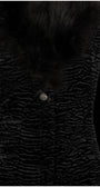 Close-up of a textured black coat with a fur-lined hood.