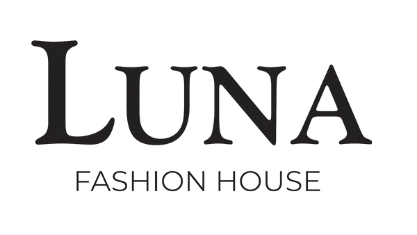 LUNA Fashion House logo with stylized black uppercase letters on a white background
