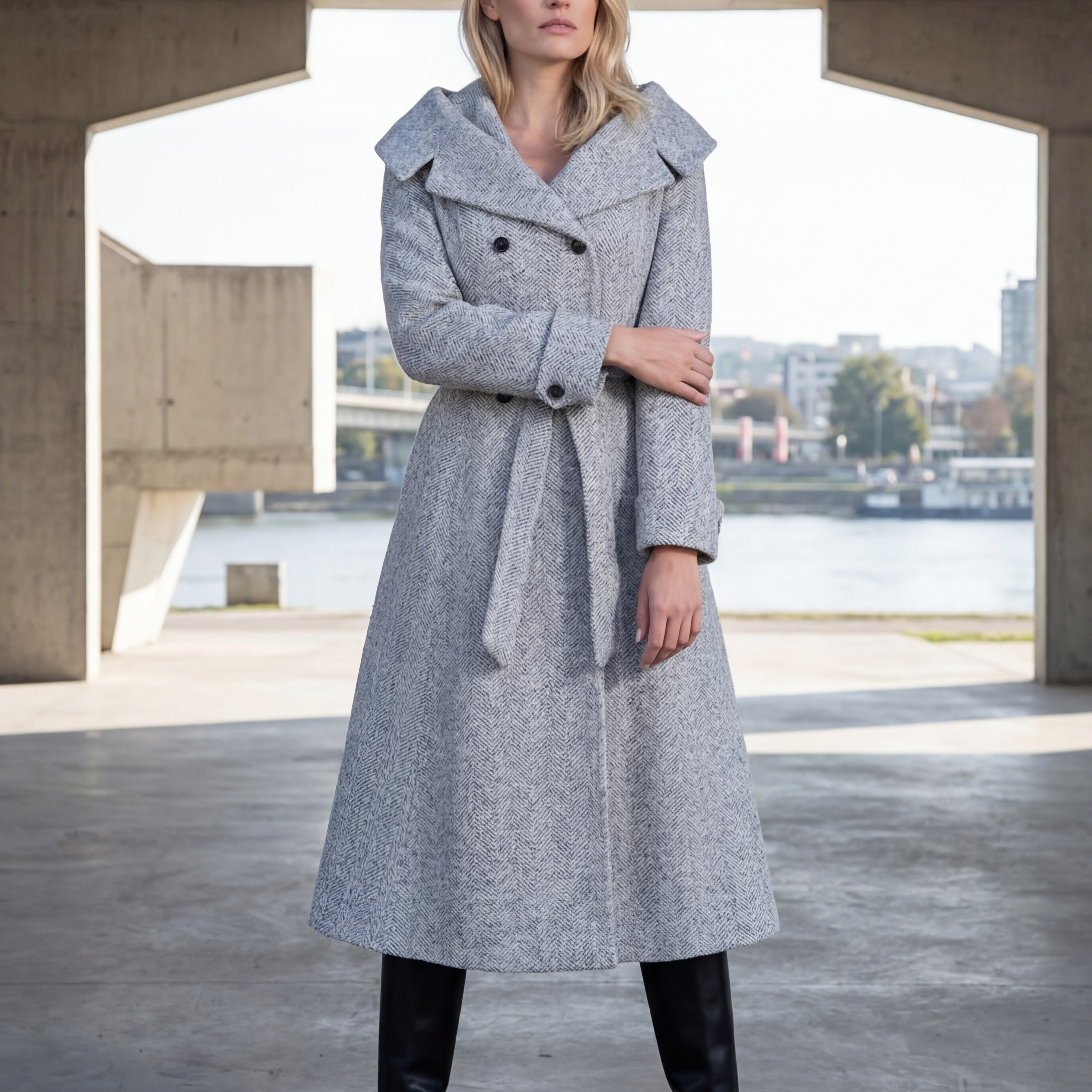 The Wrap Coat: A Story in Black Wool and Herringbone Gray