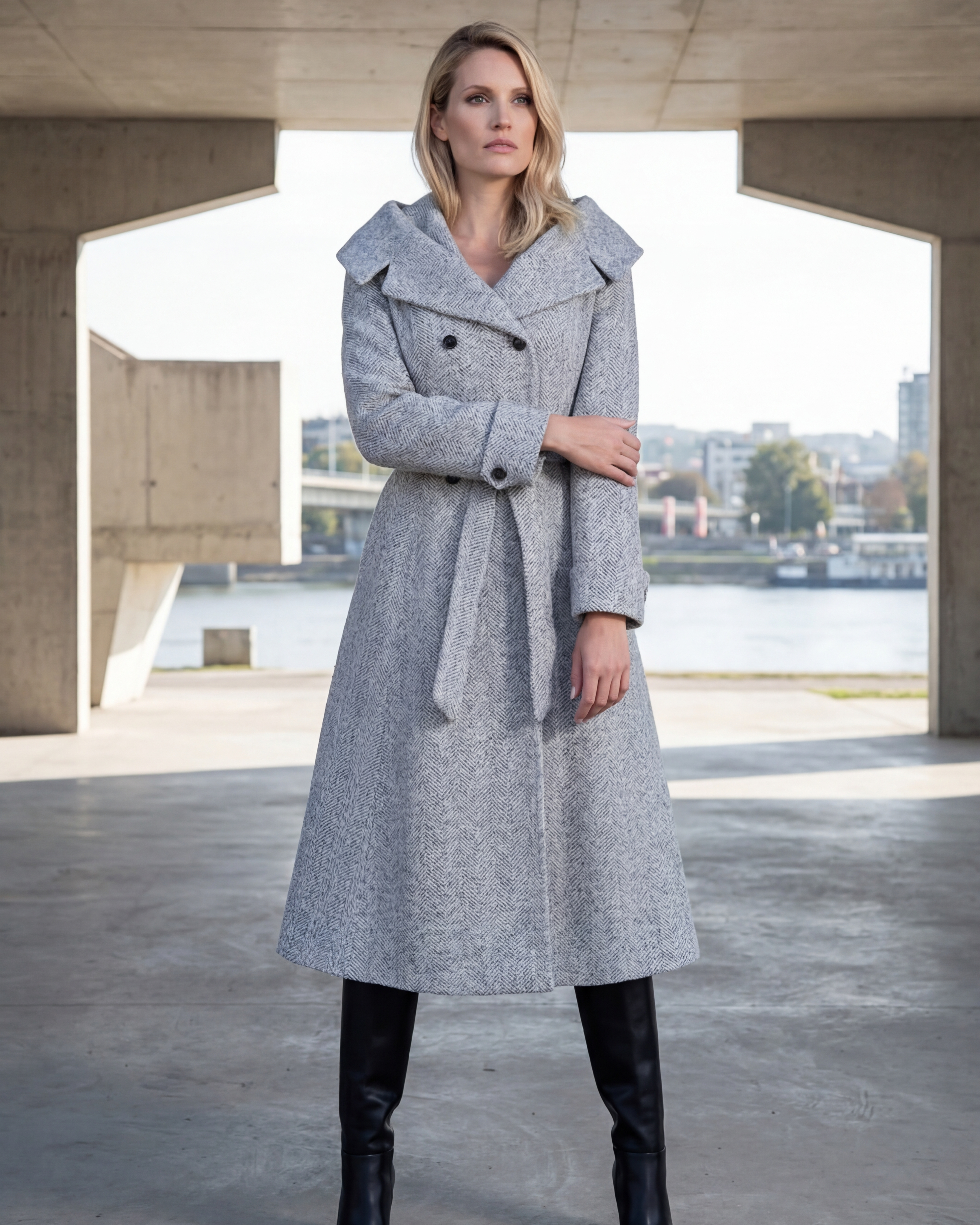 The Wrap Coat: A Story in Black Wool and Herringbone Gray