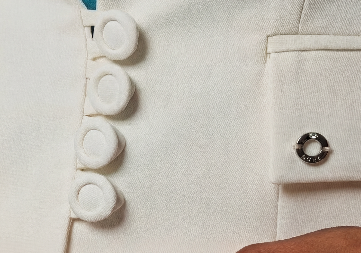 White Tailored Blazer, Alexa by Luna Fashion House, handcrafted in Europe, styled for the occasion