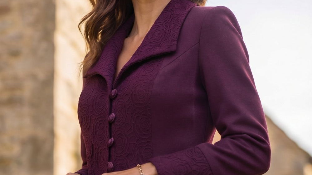 Winter wedding guest dress for a woman over 50, cut for a cold-season ceremony