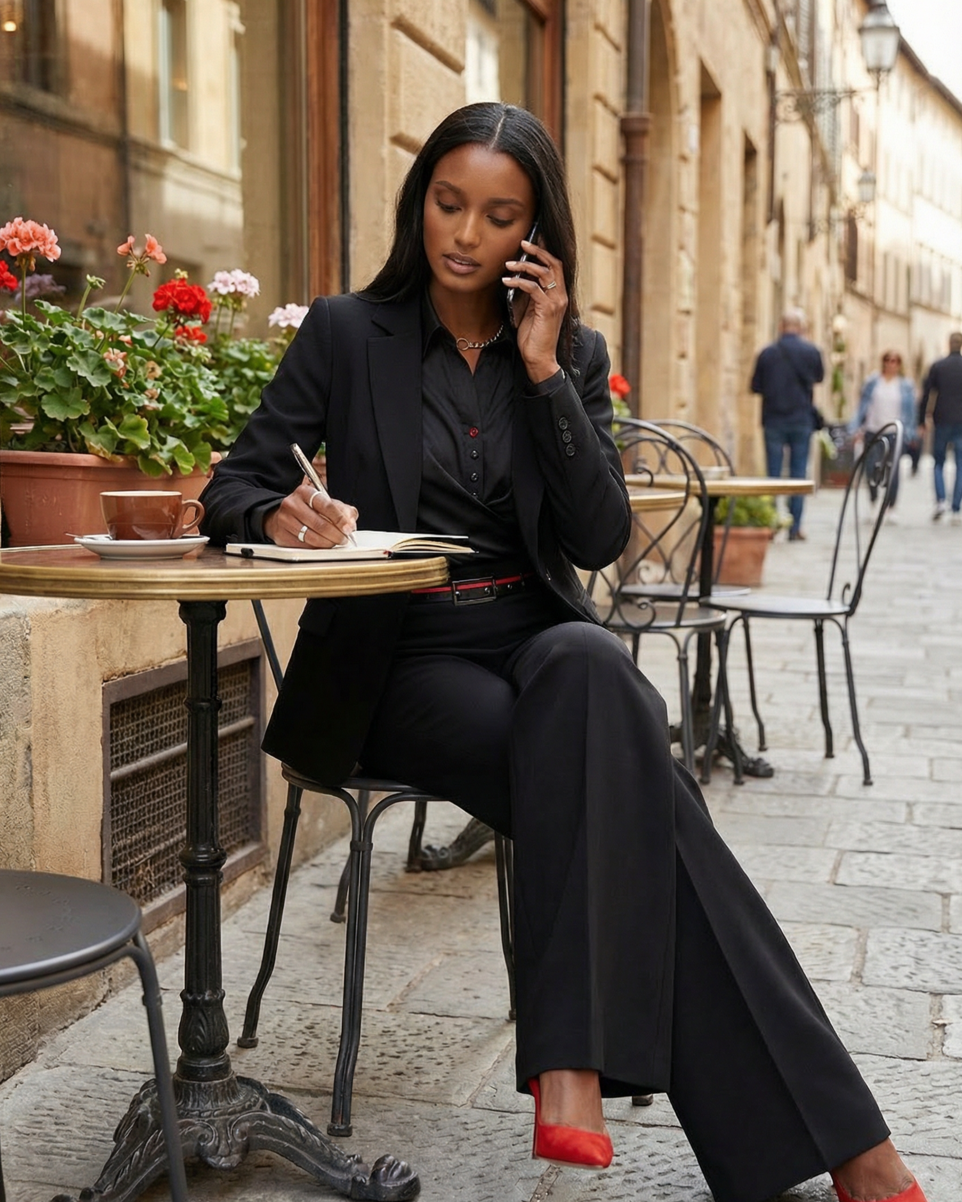 Black Tailored Blazer, Barbara by Luna Fashion House, handcrafted in Europe, styled for an occasion