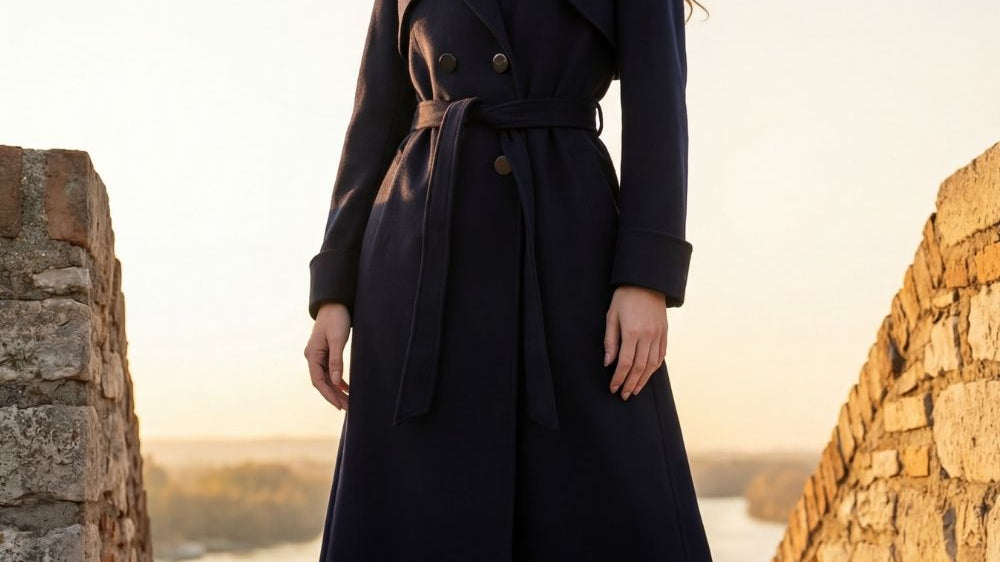 Fall capsule wardrobe for a woman over 50, styled to move from office to evening