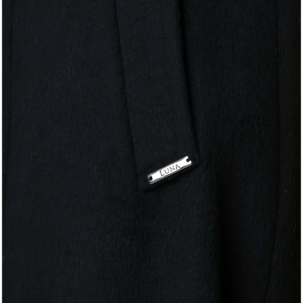 Nicole Wool Wrap Coat in Solid Black. Wrap coat. Midi length.