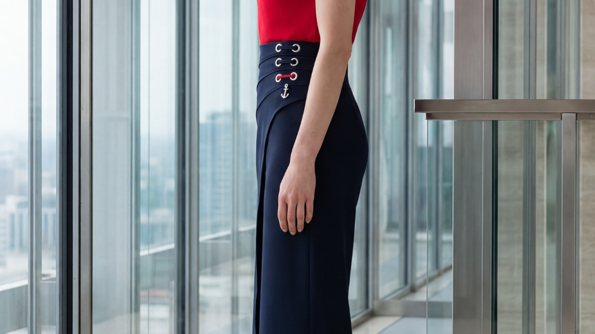 Wide-leg pants and a matched pantsuit styled for the boardroom