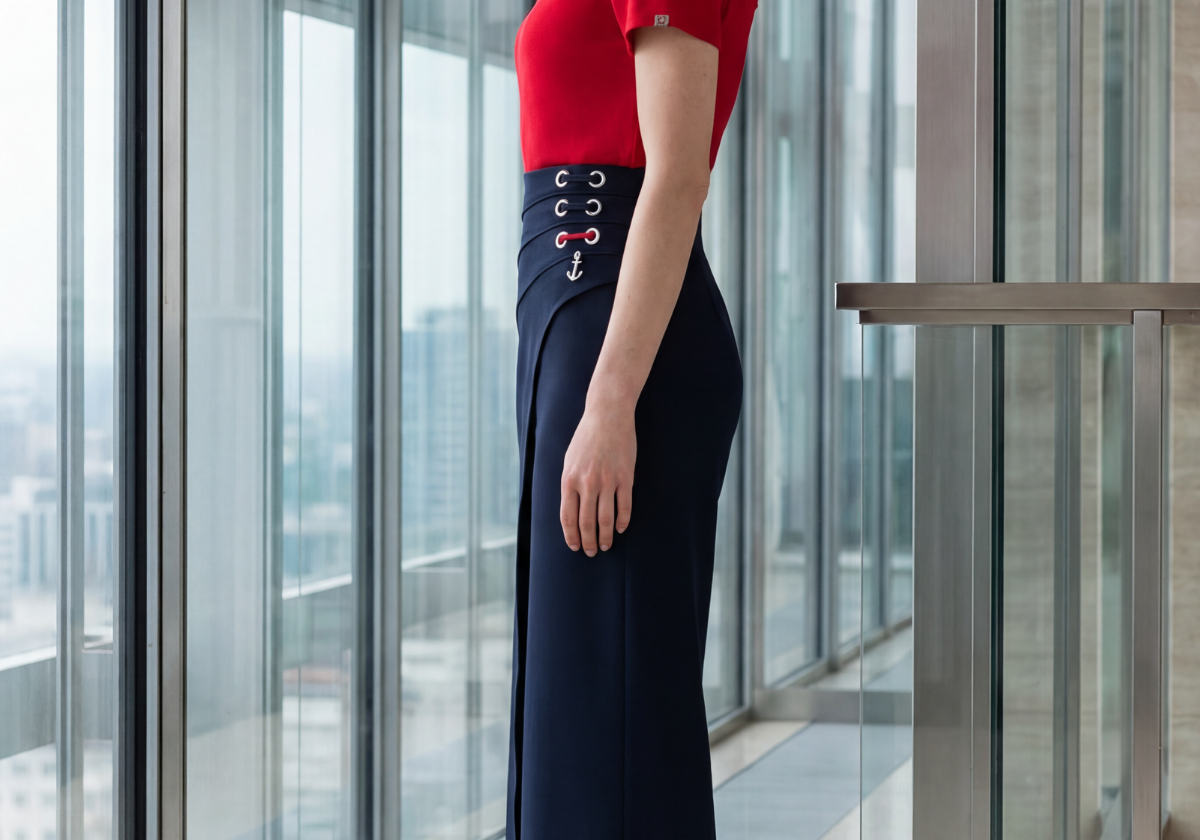 Wide-leg pants and a matched pantsuit styled for the boardroom