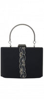 structured handbag  Klara evening bag with intricate beaded embellishment and metallic handle, perfect for elegant occasions.