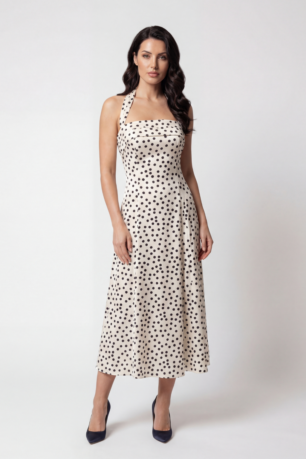White Polka Dot Strapless Dress, Melissa