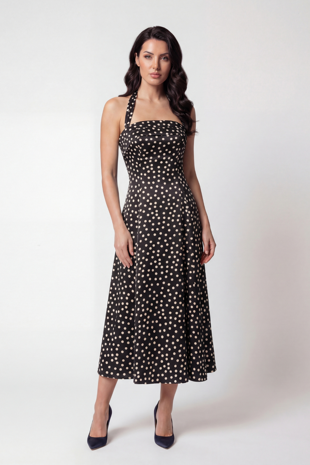 black polka dot corset dress Pretty Vibes Polka Dot Drop Waist Skater Dress