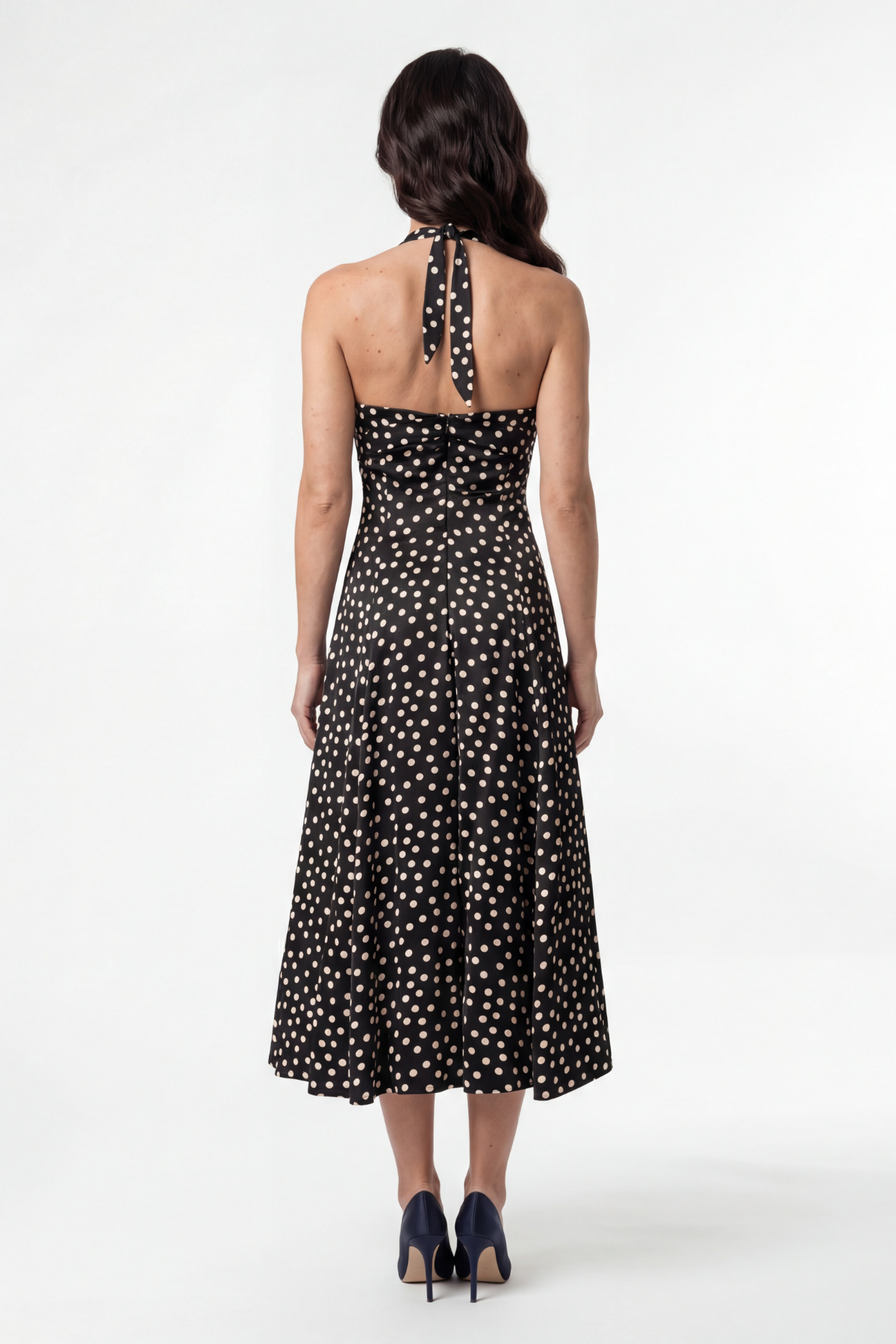 Melissa Strapless Dress in Black Pokadot