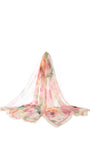 Lightweight Melissa Silk Scarf with delicate floral pattern, soft drape, and elegant pastel colors on white background.