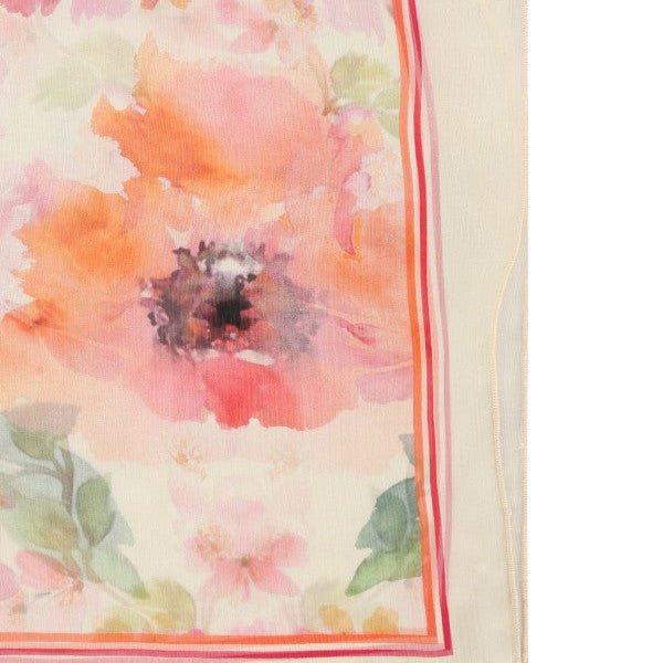 Delicate floral silk scarf Melissa silk scarf with soft pastel colors and elegant painterly design by Luna Fashion House.