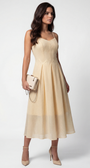Nela Midi Dress in Ivory. Midi dress. Refined fabric hand.