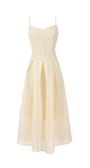 Nela Midi Dress in Ivory. Midi dress. Defined waistline.