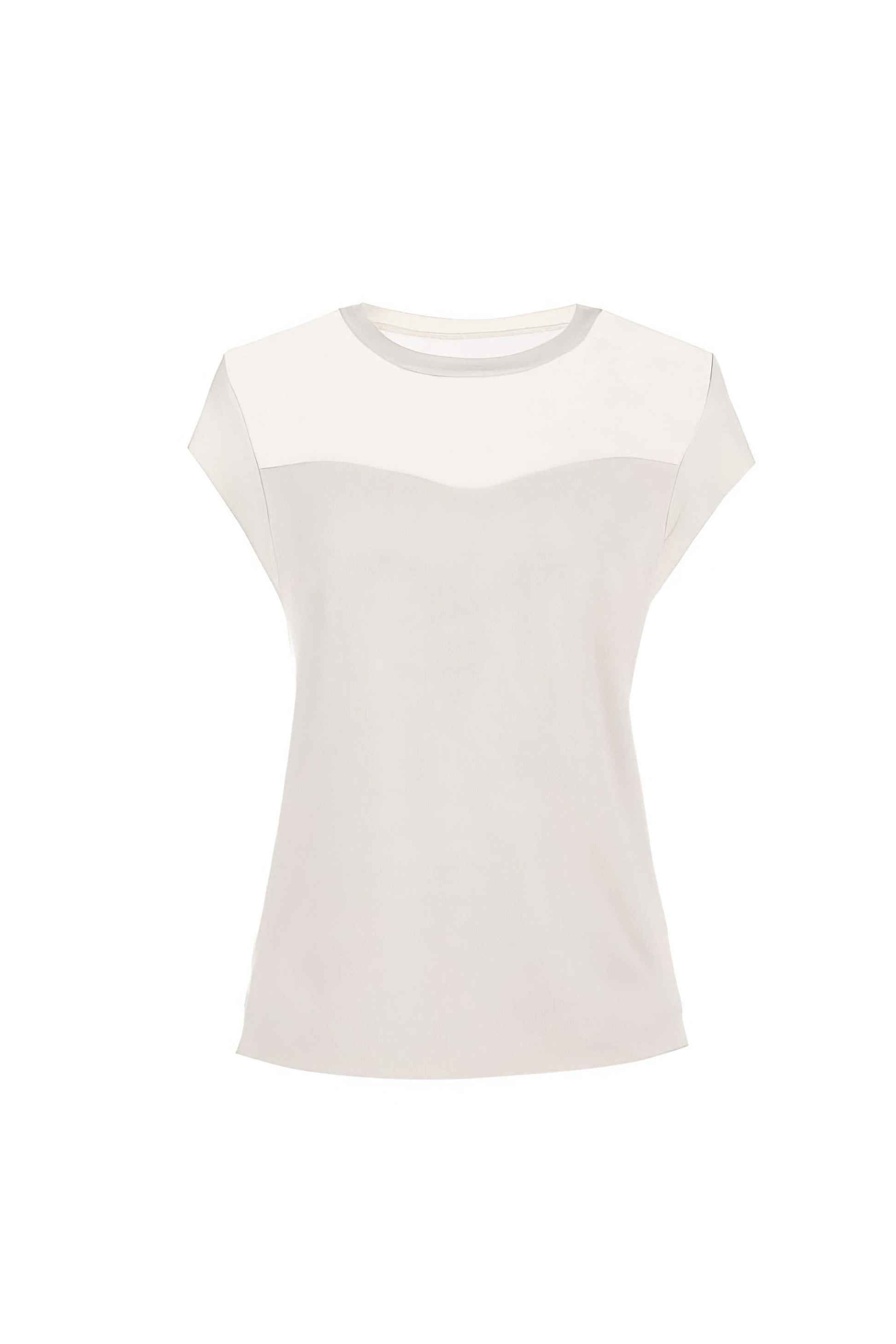 Aria Short-Sleeve Blouse in White featuring a sleek modern design with a comfortable viscose blend fabric for everyday elegance