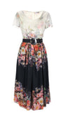 Navy white floral midi dress for Kentucky Derby and Easter celebrations, Julia Luna Fashion House