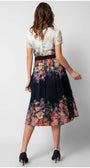 Navy white floral A-line midi dress for spring wedding guest and mother of the bride, Julia Luna Fashion House