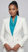 Alexa Tailored Blazer in White. Tailored blazer. Three-Quarter Sleeve White.