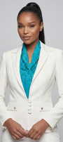 Alexa Tailored Blazer in White. Tailored blazer. Three-Quarter Sleeve White.