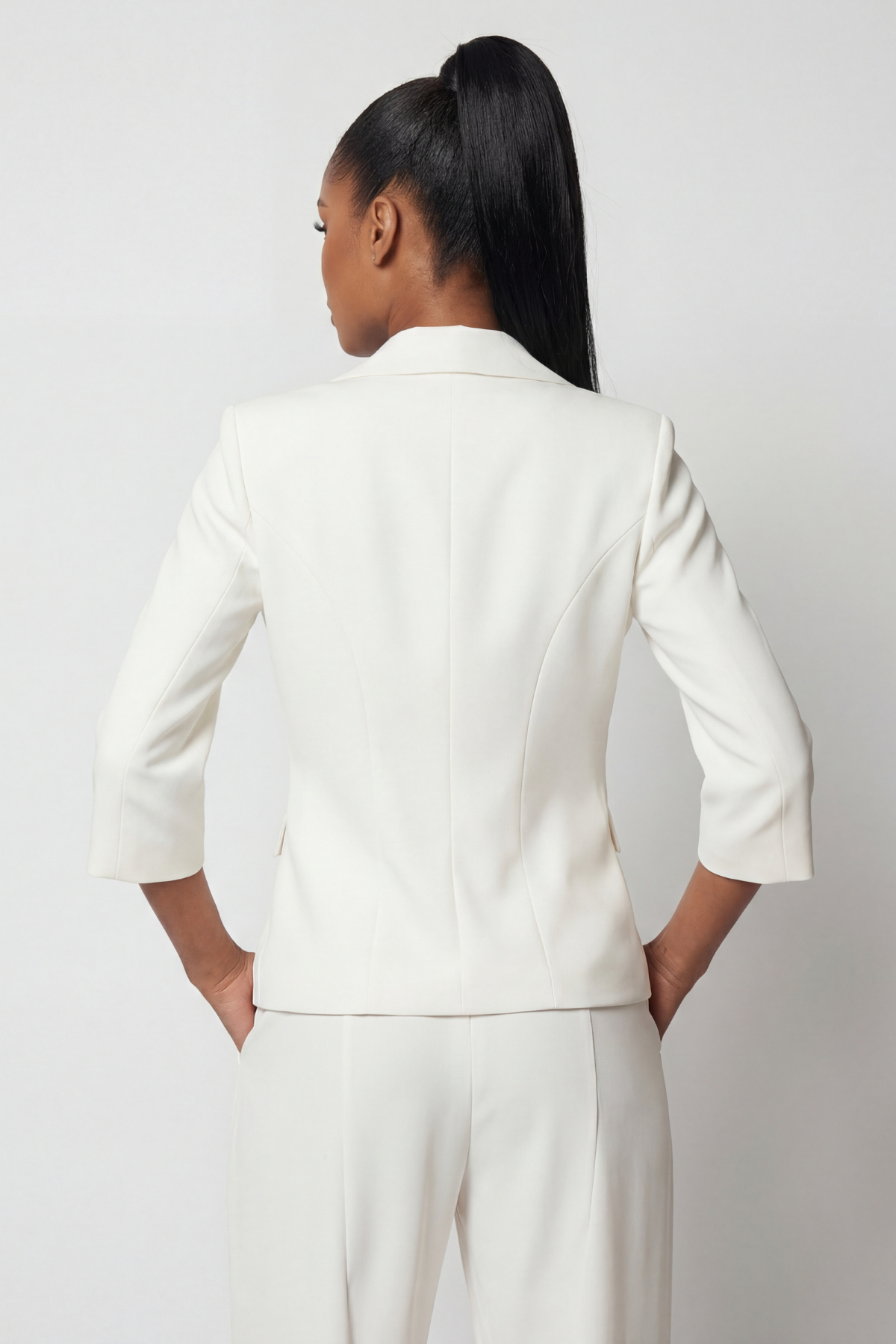 rhinestone a line dress Alexa Tailored Blazer in White