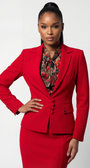 Red tailored blazer with three-quarter sleeves, Alexa by Luna Fashion House
