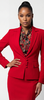Red tailored blazer with three-quarter sleeves, Alexa by Luna Fashion House