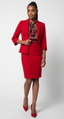 Alexa Tailored Blazer in red showing saturated color and button details, Luna Fashion House