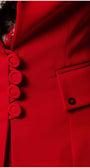 Close-up of the Alexa Tailored Blazer in Red showing detailed buttons and pocket design in luxurious fabric