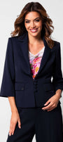 Navy tailored blazer with three-quarter sleeves and button details, Alexa by Luna Fashion House