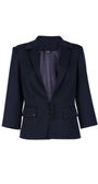 Alexa Tailored Blazer in Navy with 3/4 sleeves, crafted from viscose for a refined and comfortable fit.