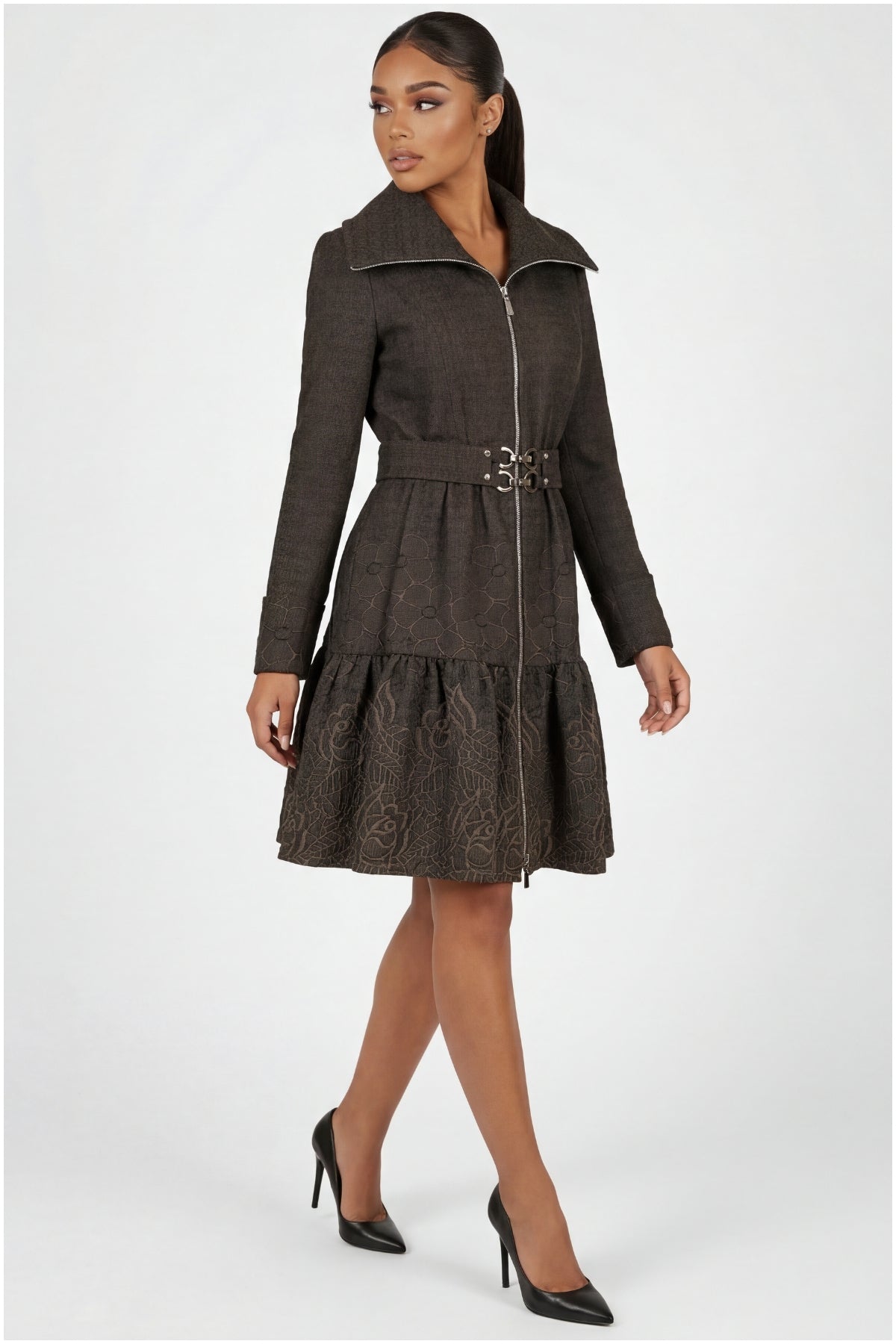 Iris Short Tailored Coat in Brown