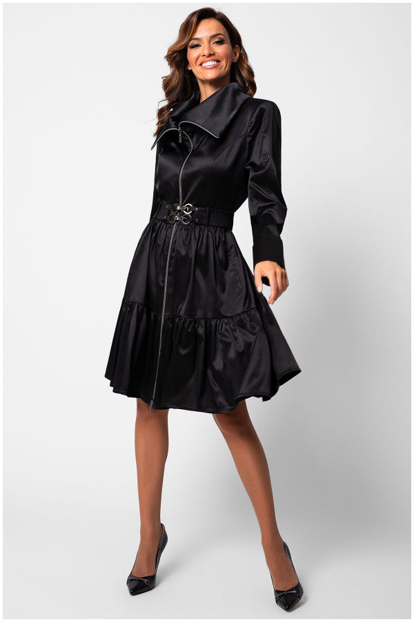 Iris Short Tailored Coat in Deep Black