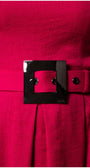 Pink Elegant Midi Dress, Charlotte. Close up of the black buckle belt at the waist.