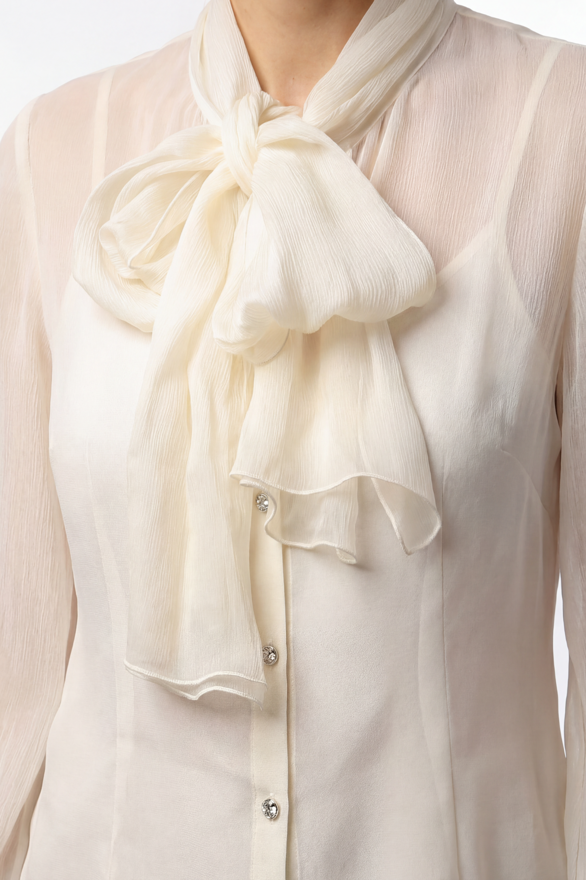 Emilia Bow Tie Blouse in Ivory