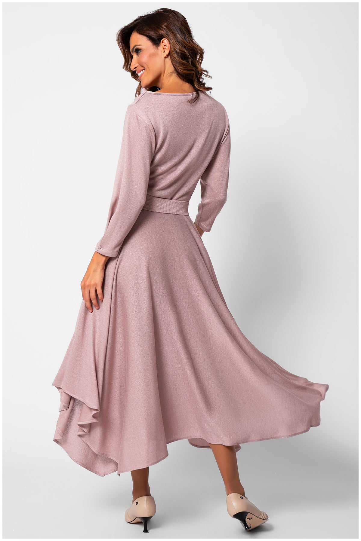 Iris Midi Dress in Dusty Rose