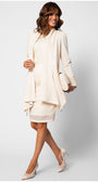 Woman wearing ivory Cardigan Jody with lace accents paired with matching dress and heels