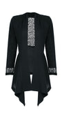 Black cardigan with white embroidery on a white background Luna Fashion House