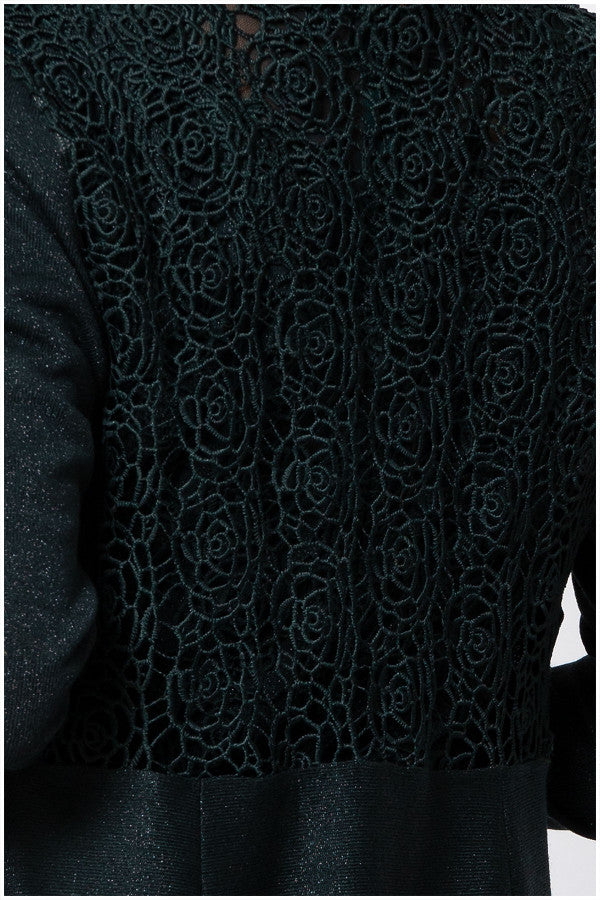 Black textured vest with floral pattern on a white background Luna Fashion House