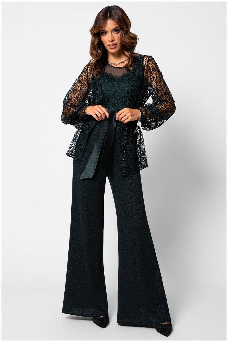 Jody Lace Jumpsuit in Midnight Green | Luna Fashion House