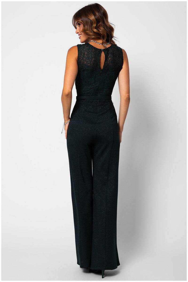 Jody Lace Overalls in Midnight Green