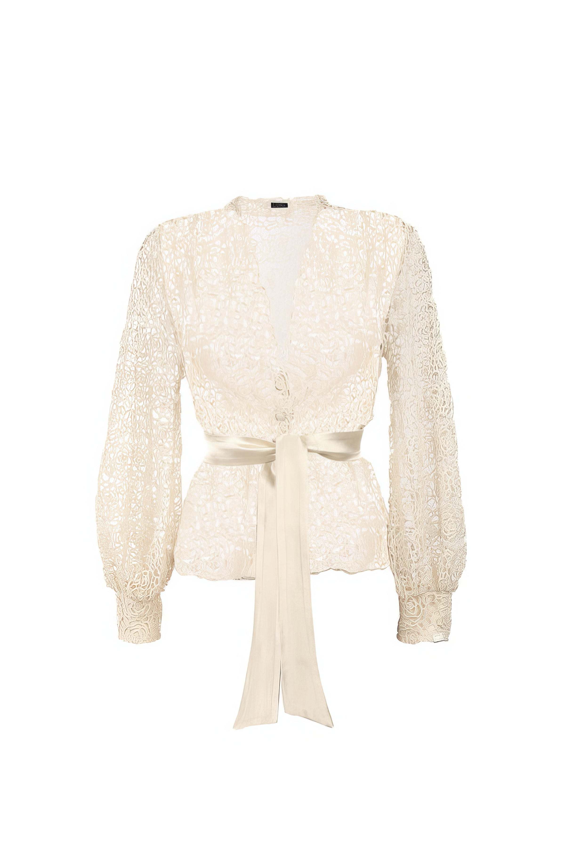 Jody Lace Belted Sweater in Ivory | Luna Fashion House