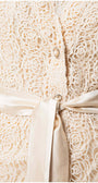 Close-up of intricate lace detail and satin belt on Jody Lace Belted Sweater in Ivory by Luna Fashion House