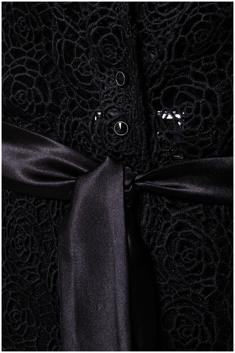 Black lace garment with satin ribbon detail